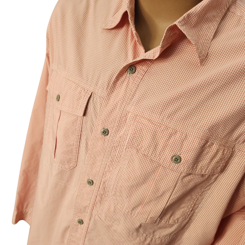 L.L. Bean Orange Checked Long Sleeve Slightly Fitted Shirt Size XL